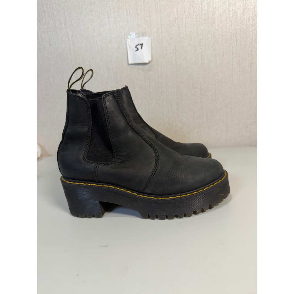 Dr. Martens Rometty Black Leather Platform Chelsea Boots AW004 Womens 6
